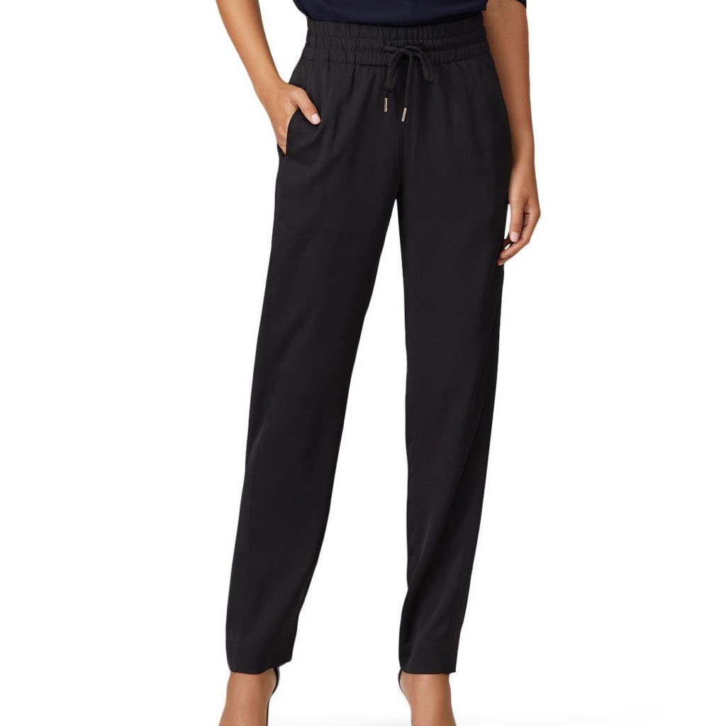 Jason Wu Collective Black Crepe Ankle Crop Drawstring Pants Size 2